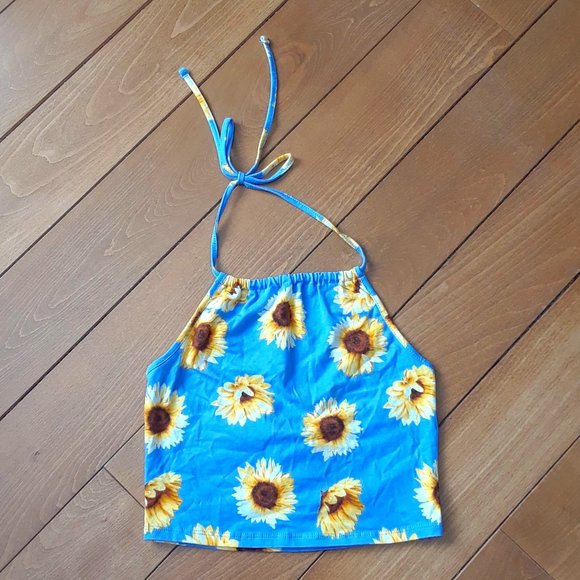 FLASH SALE 10/$20 Sunflower Halter top sz small - Picture 1 of 4
